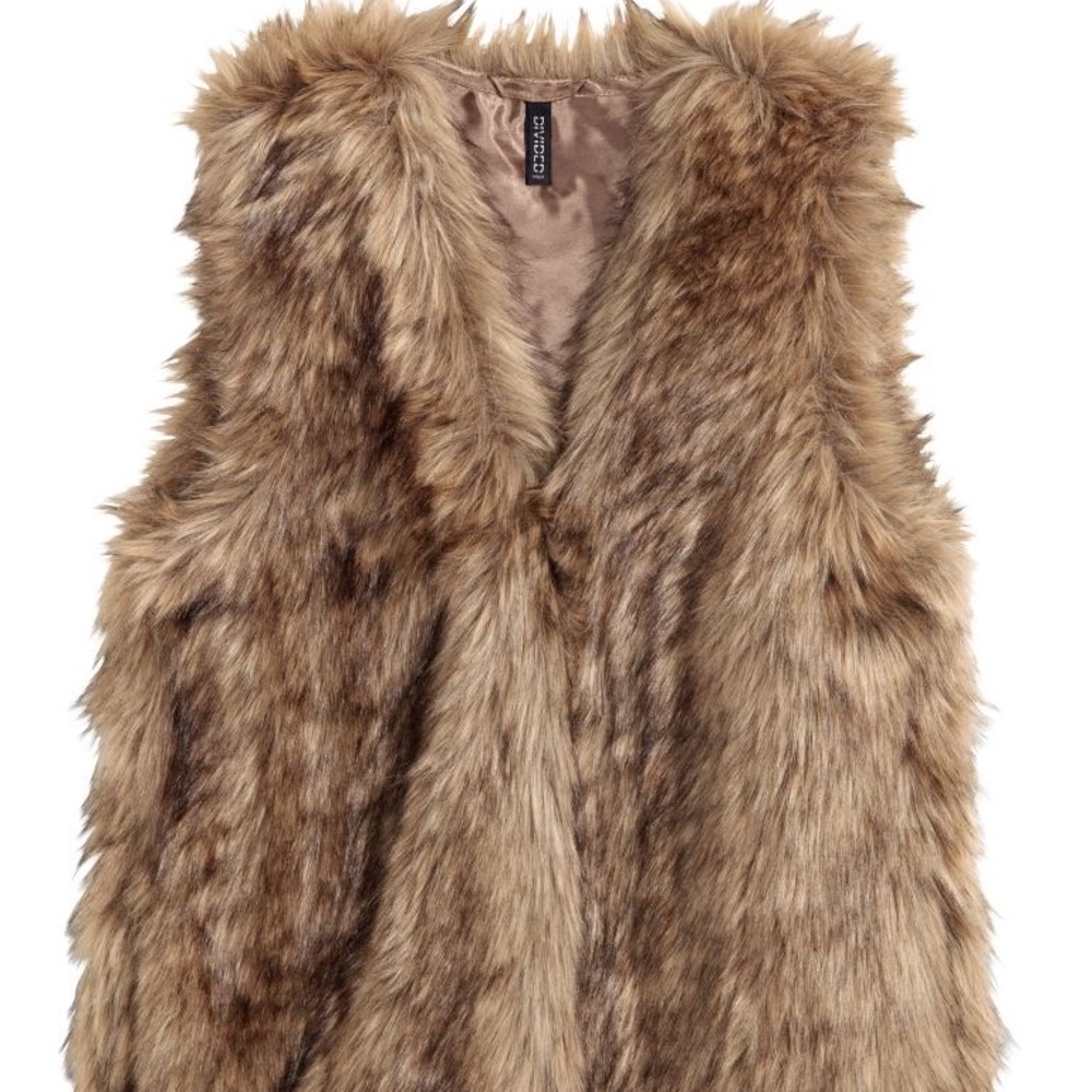 H&M Faux Fur Vest Light Brown Size 4